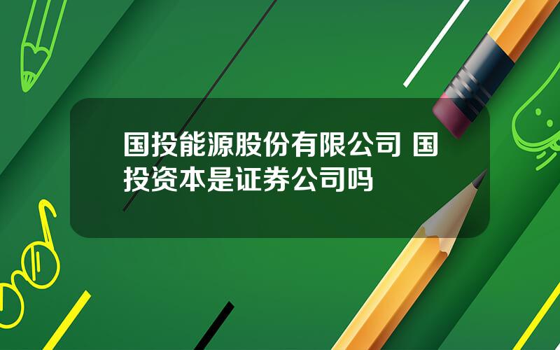 国投能源股份有限公司 国投资本是证券公司吗